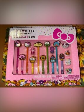 Hello Kitty & Friends Cafe Assorted Character Multi Pen Set Erasers Pen Toppers